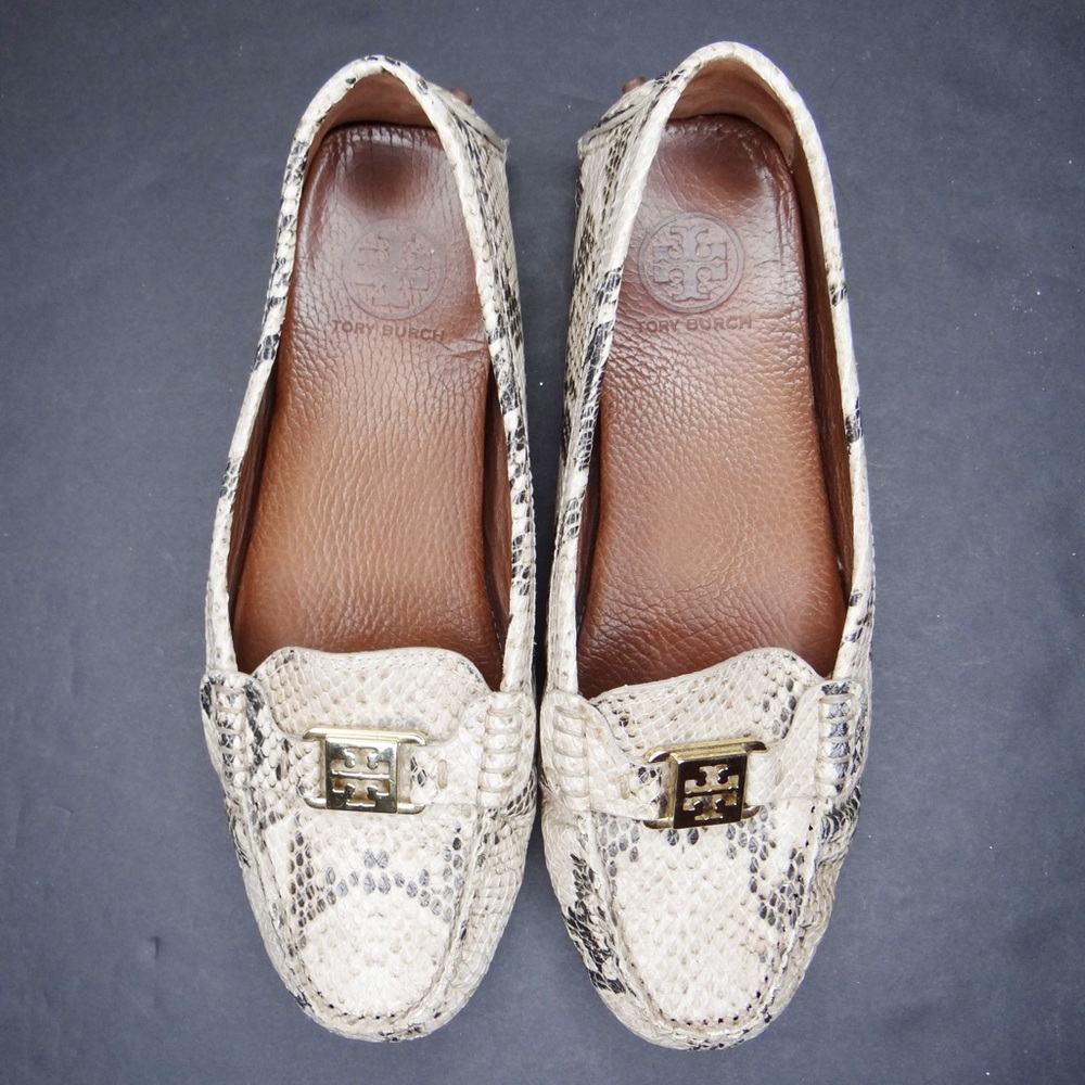 Tory Burch Snake Print Loafers